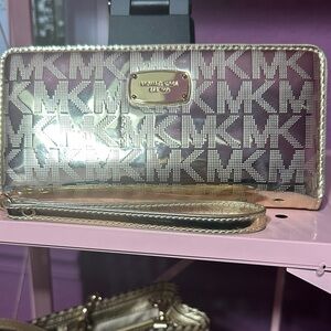 Michael Kors Metallic Gold and Silver Logo Wallet
